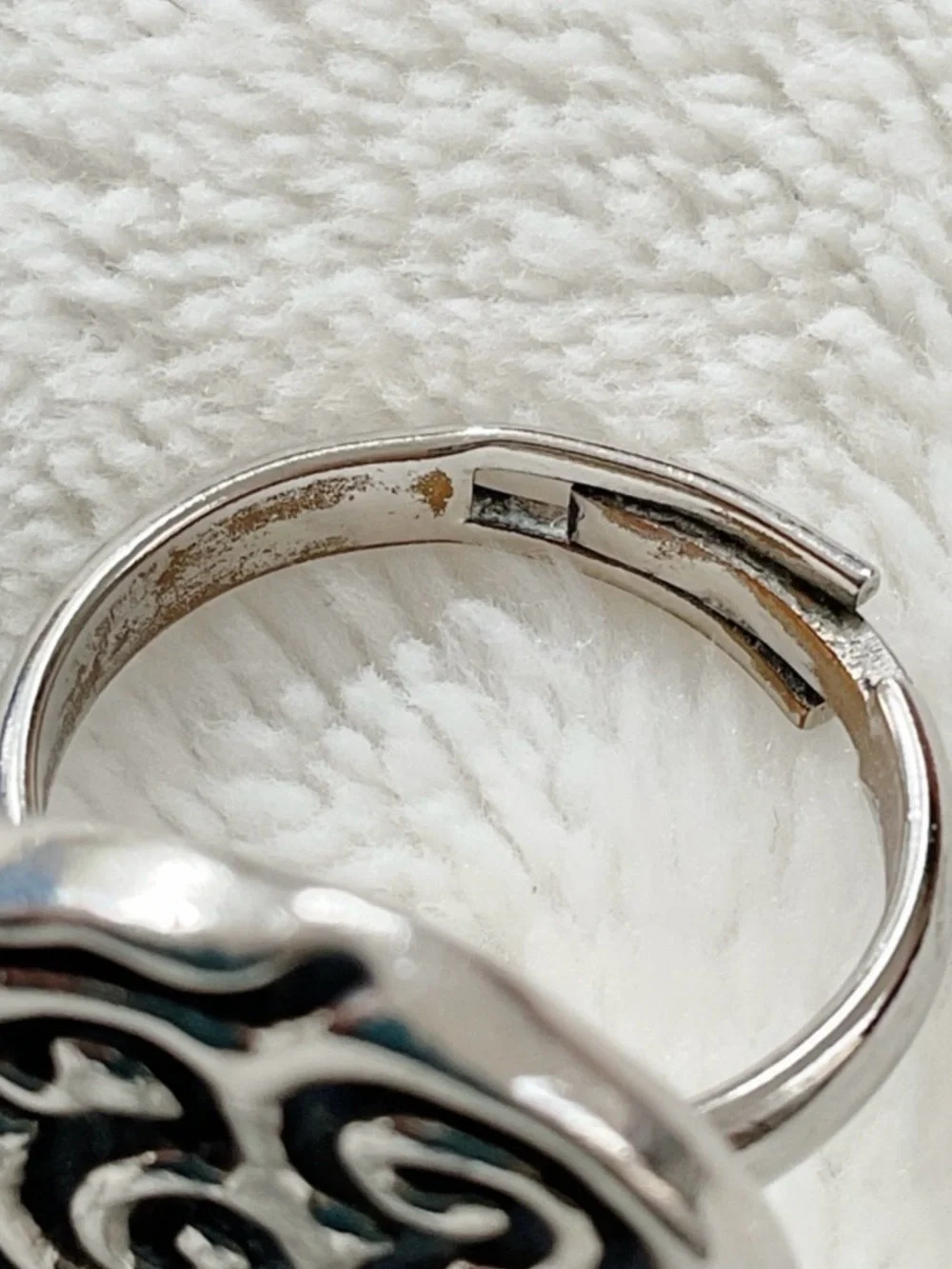 Vintage Silver Tone Abstract Swirl Statement Ring Adjustable Boho